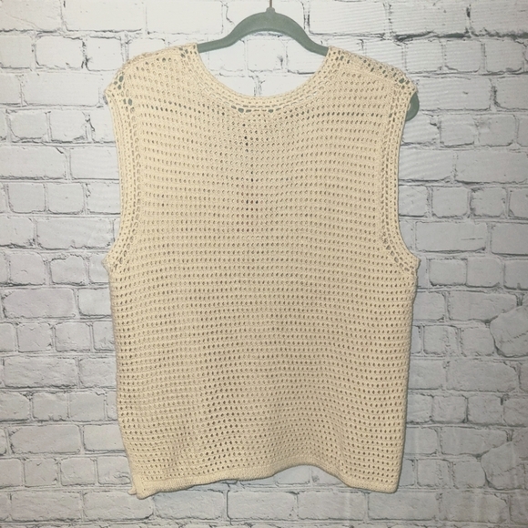 NWT Sincerely Jules Size M Cream Knit Sleeveless Cardigan - Picture 7 of 8